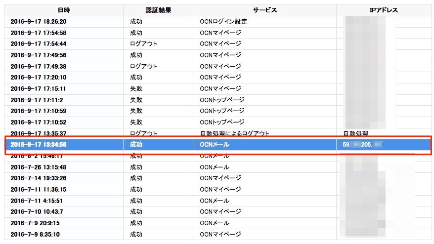 OCN　メール　不正アクセス