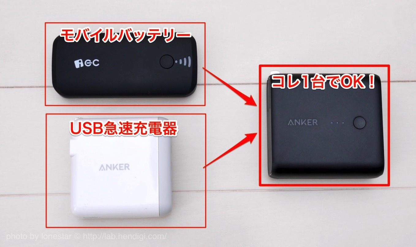 USB急速充電器　モバイルバッテリー