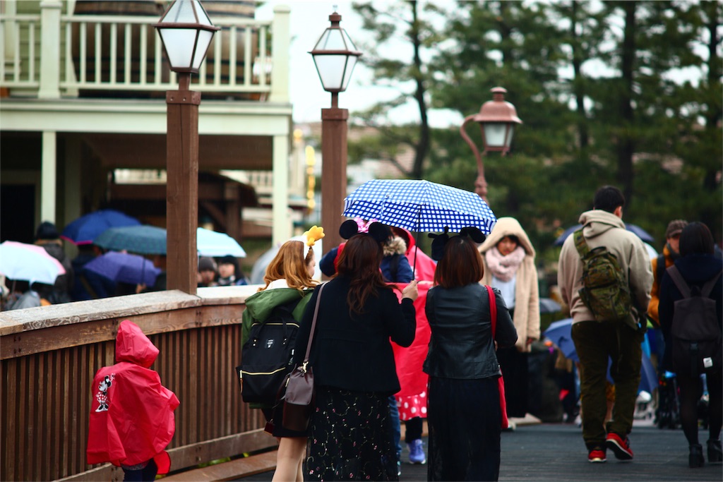 ディズニーランド　雨