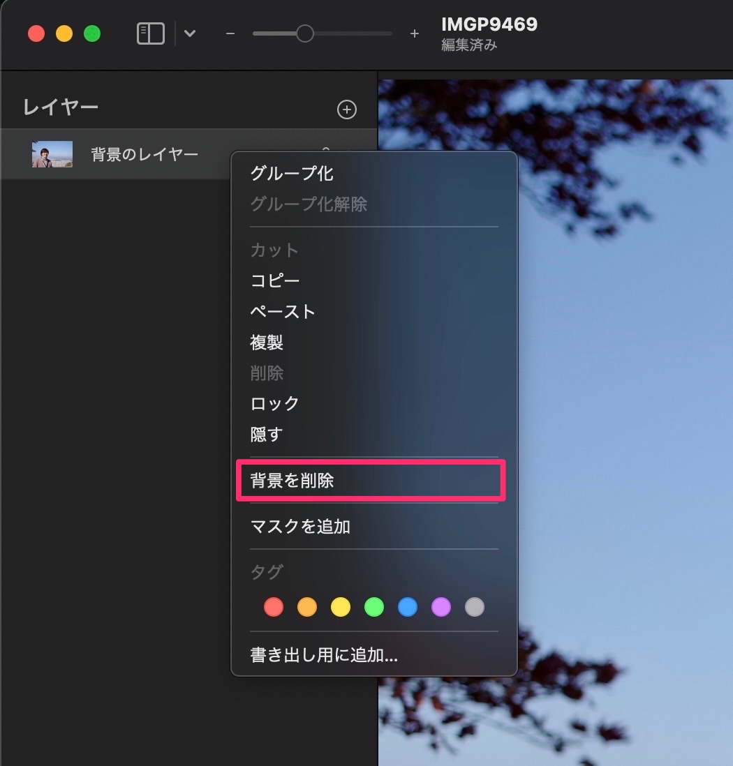 Pixelmator Pro　背景除去