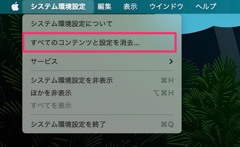 すべてのコンテンツと設定を消去