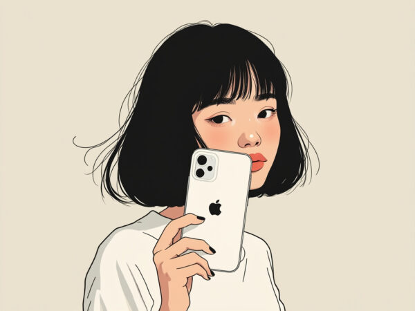 iPhone 13 miniを持っているイラスト