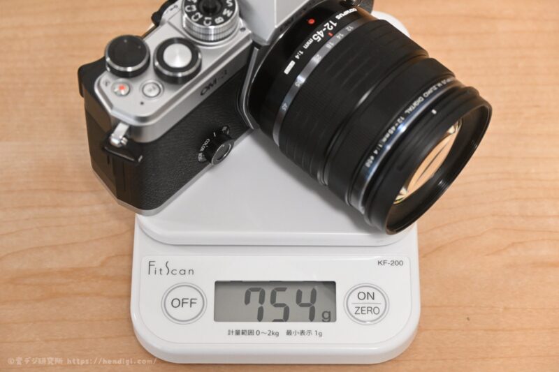 M.ZUIKO DIGITAL ED 12-45mm F4.0 PRO　OM-3　重さ